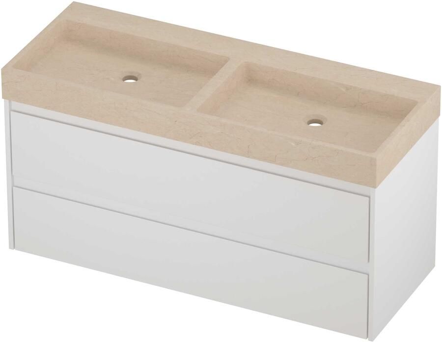 Proline Evoli Badmeubelset Hardsteen Loft Dubbel 120x46x62 cm Sand Stone Mat Wit