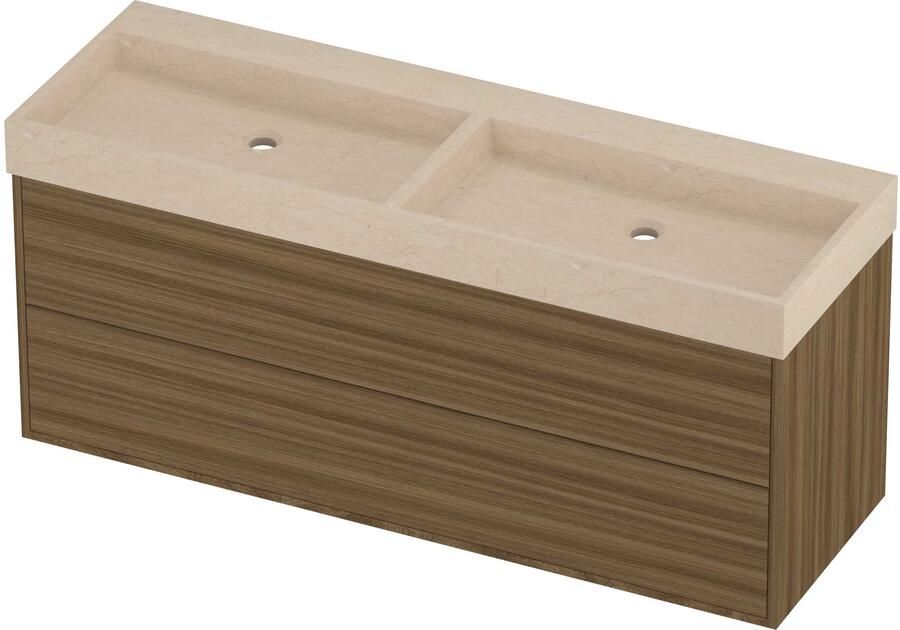 Proline Evoli Badmeubelset Hardsteen Loft Dubbel 140x46x62 cm Sand Stone Caramel Walnut