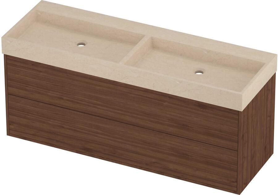 Proline Evoli Badmeubelset Hardsteen Loft Dubbel 140x46x62 cm Sand Stone Indian Walnut