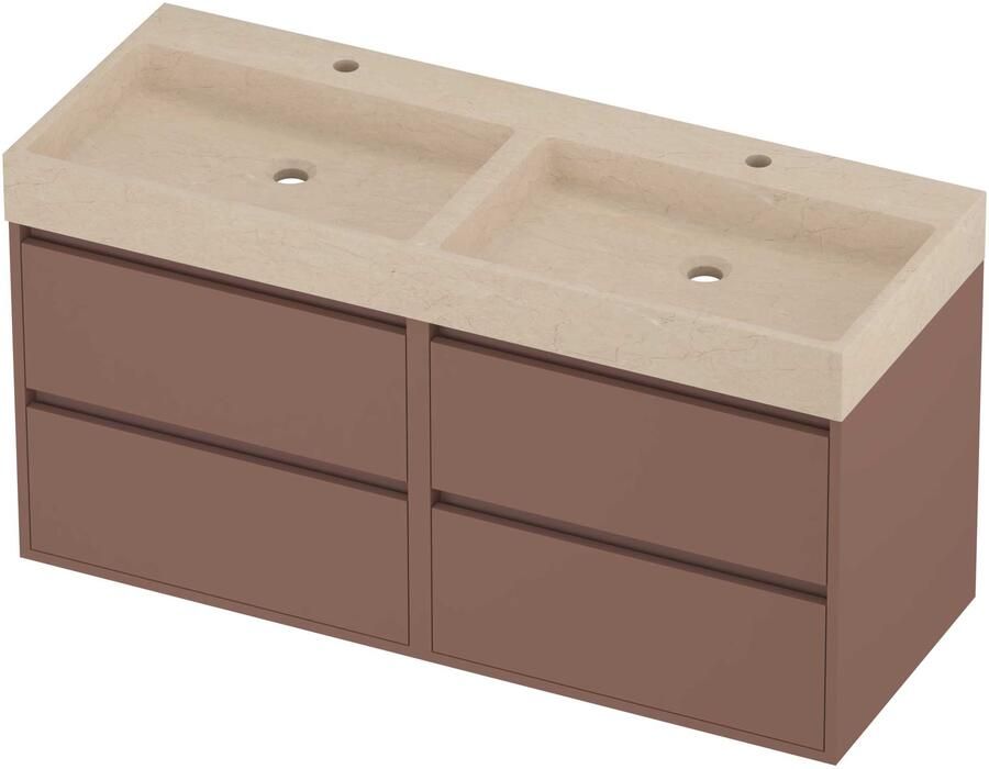 Proline Evoli Badmeubelset Hardsteen Loft Greeploos 120x46x62 cm Sand Stone Beauty Blush