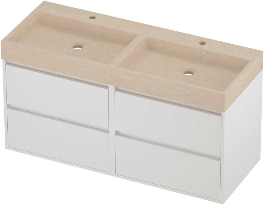 Proline Evoli Badmeubelset Hardsteen Loft Greeploos 120x46x62 cm Sand Stone Mat White