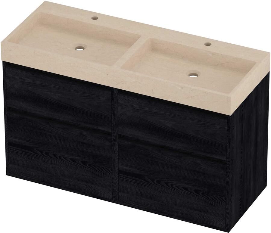 Proline Evoli Badmeubelset Hardsteen Loft Greeploos 120x46x75 cm Sand Stone Black Oak