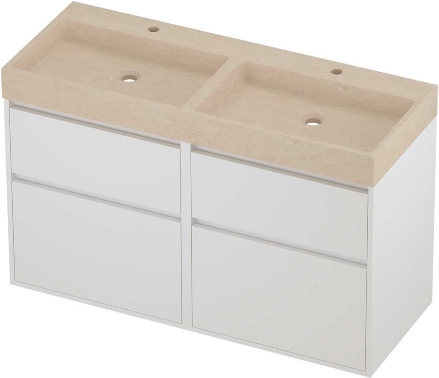 Proline Evoli Badmeubelset Hardsteen Loft Greeploos 120x46x75 cm Sand Stone Mat White