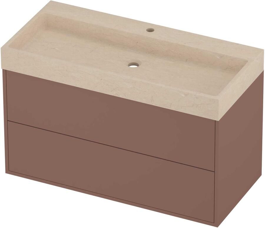 Proline Evoli Badmeubelset Hardsteen Loft In Kader 100x46x62 cm Sand Stone Beauty Blush