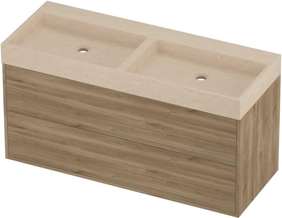 Proline Evoli Badmeubelset Hardsteen Loft In Kader 120x46x62 cm Sand Stone Cider Oak