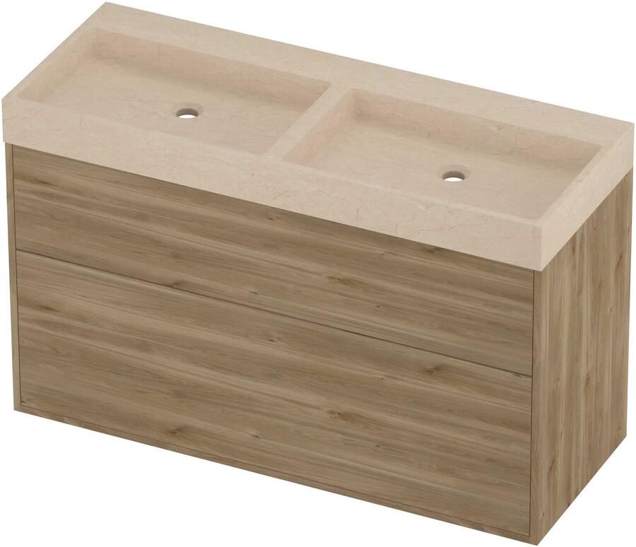 Proline Evoli Badmeubelset Hardsteen Loft In Kader 120x46x75 cm Sand Stone Cider Oak
