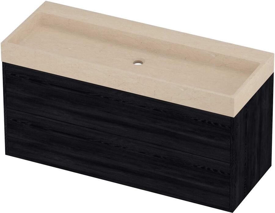 Proline Evoli Badmeubelset Hardsteen Loft Voor Grepen 120x46x62 cm Sand Stone Black Oak