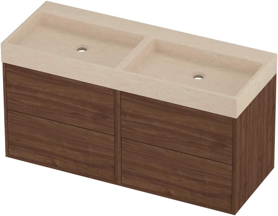 Proline Evoli Badmeubelset Hardsteen Loft Voor Grepen 120x46x62 cm Sand Stone Indian Walnut
