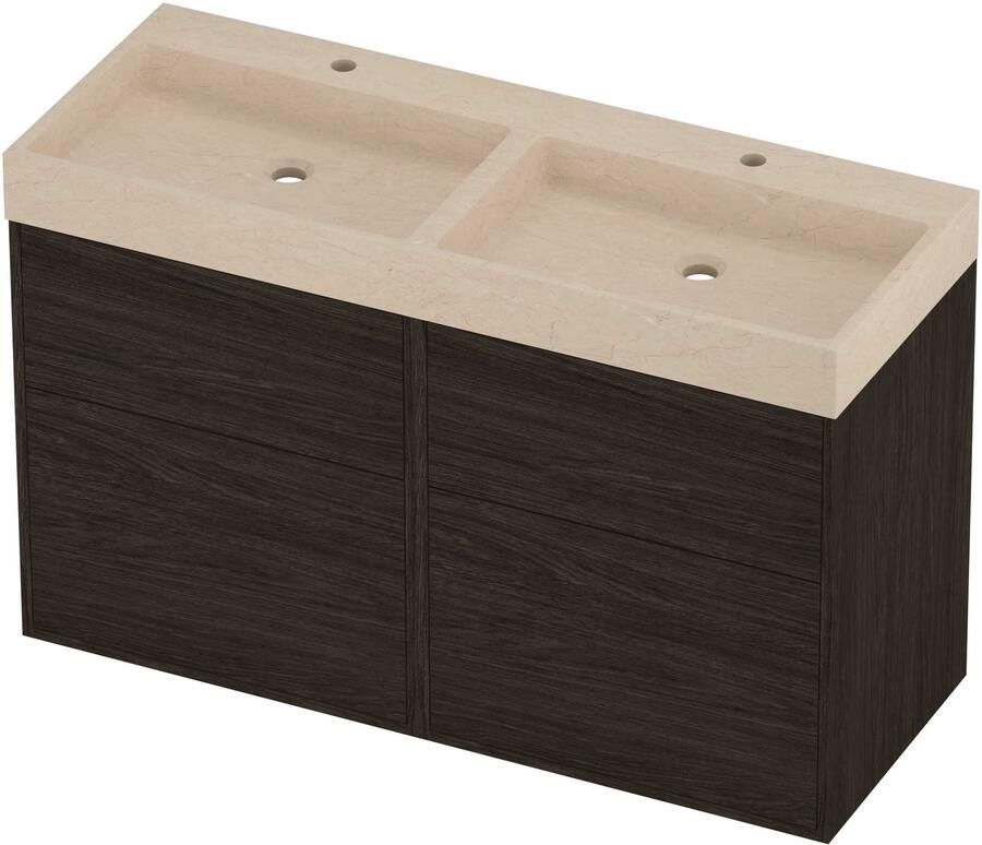 Proline Evoli Badmeubelset Hardsteen Loft Voor Grepen 120x46x75 cm Sand Stone Mokka Oak