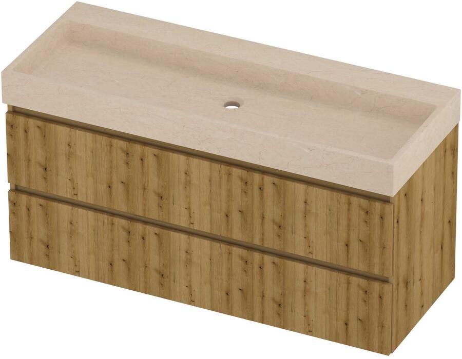 Proline Evoli Badmeubelset Hardsteen Loft Zonder Kraangat 120x46x62 cm Sand Stone Urban Oak