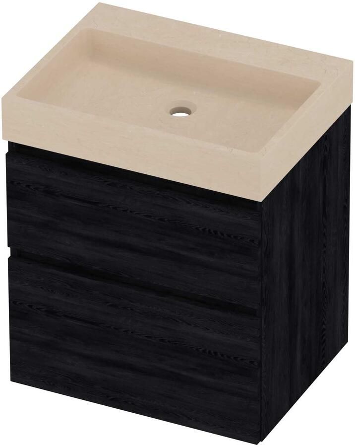 Proline Evoli Badmeubelset Hardsteen Loft Zonder Kraangat 60x46x70 cm Sand Stone Black Oak