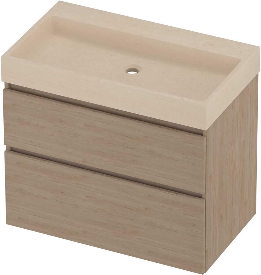 Proline Evoli Badmeubelset Hardsteen Loft Zonder Kraangat 80x46x70 cm Sand Stone Ideal Oak