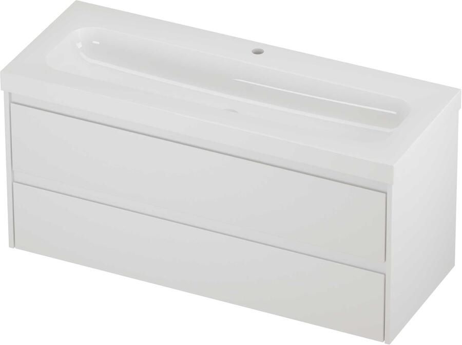Proline Haga Badmeubelset Polystone Mezza 1 Kraangat 120x46x58 cm Glans Wit Mat Wit