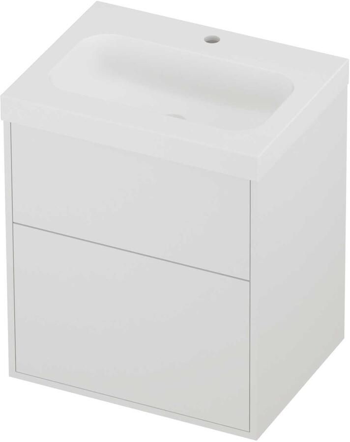 Proline Haga Badmeubelset Polystone Mezza 1 Kraangat Voor Grepen 60x46x73 cm Mat Wit Mat White