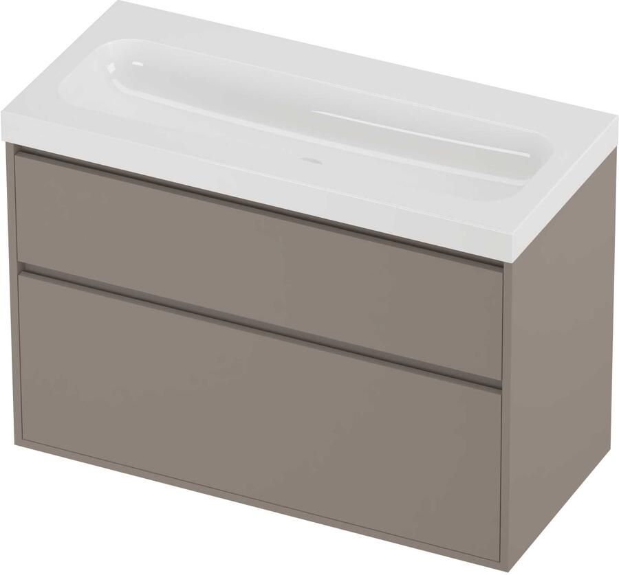 Proline Haga Badmeubelset Polystone Mezza 100x46x73 cm Glans Wit Clay Beige