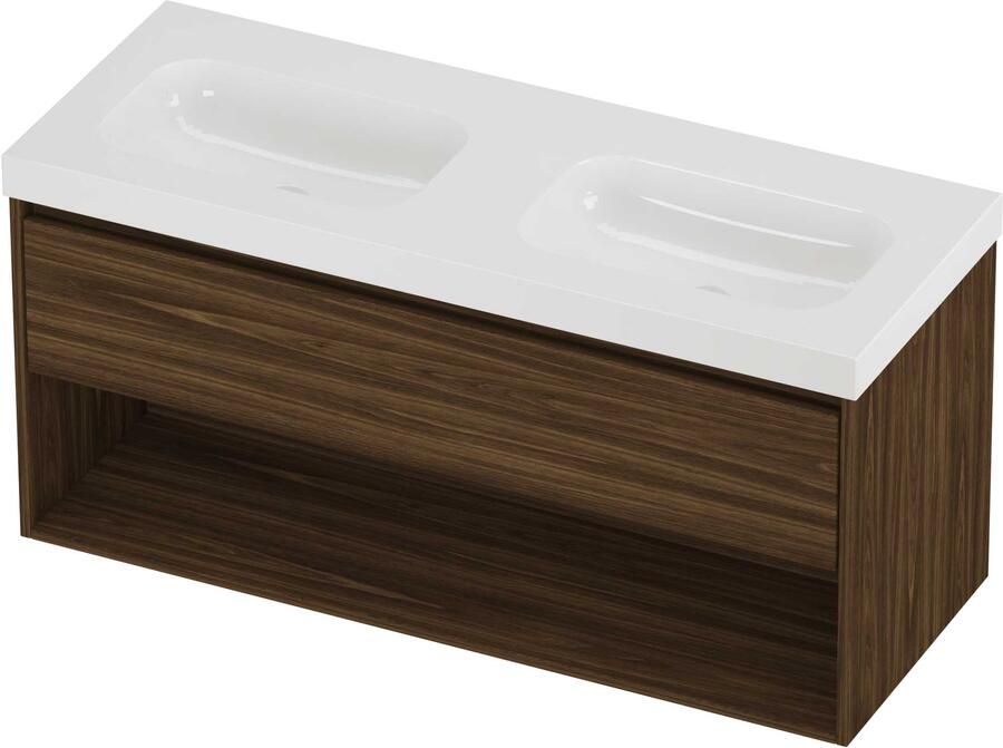 Proline Haga Badmeubelset Polystone Mezza 120x46x58 cm Glans Wit Cabana Oak