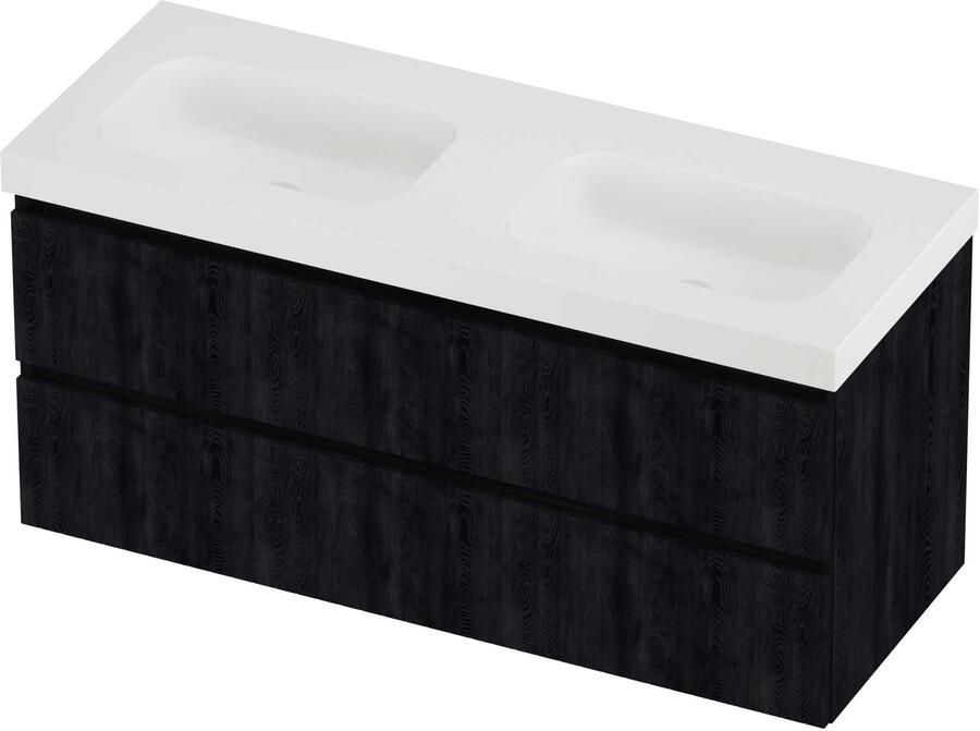 Proline Haga Badmeubelset Polystone Mezza 120x46x58 cm Mat White Charcoal Oak