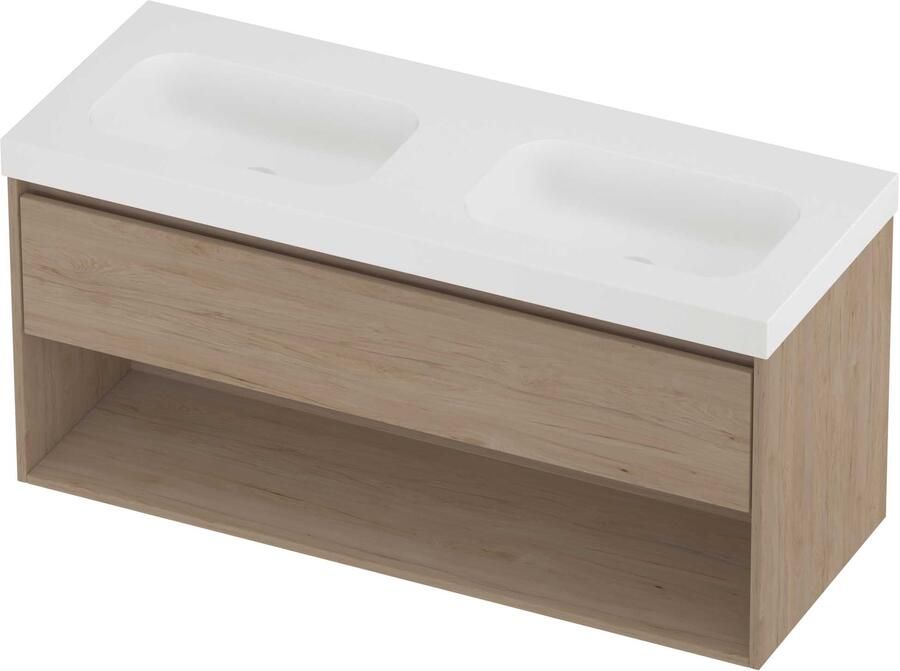 Proline Haga Badmeubelset Polystone Mezza 120x46x58 cm Mat White Ideal Oak