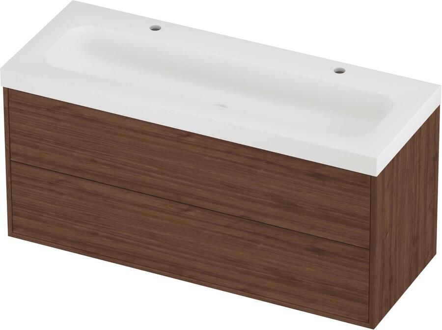 Proline Haga Badmeubelset Polystone Mezza 120x46x58 cm Mat White Indian Walnut