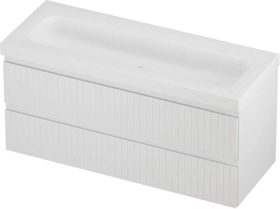 Proline Haga Badmeubelset Polystone Mezza 120x46x58 cm Mat White Mat Wit