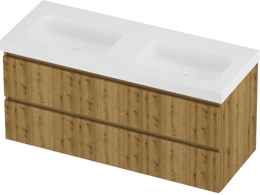Proline Haga Badmeubelset Polystone Mezza 120x46x58 cm Mat White Urban Oak