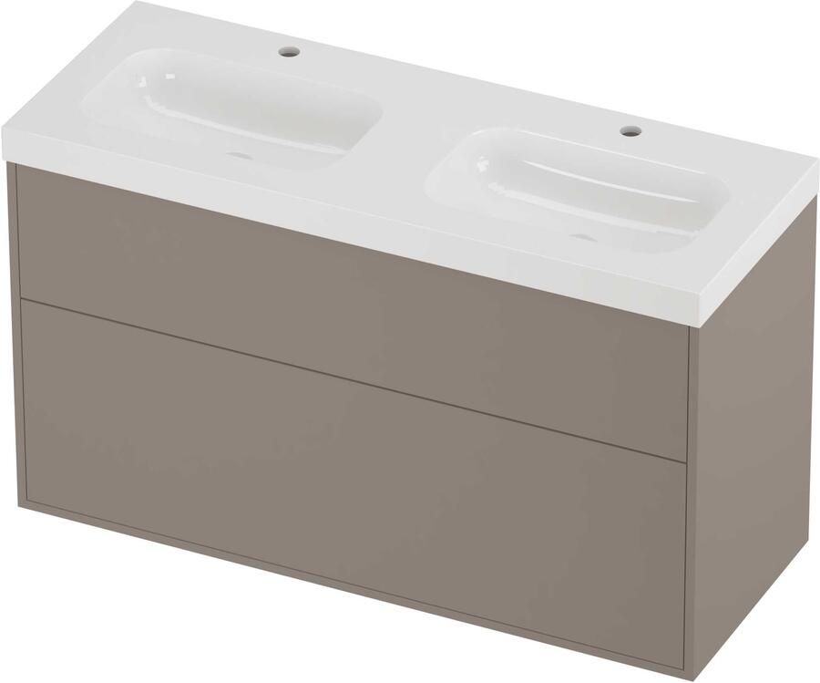 Proline Haga Badmeubelset Polystone Mezza 120x46x73 cm Glans Wit Clay Beige