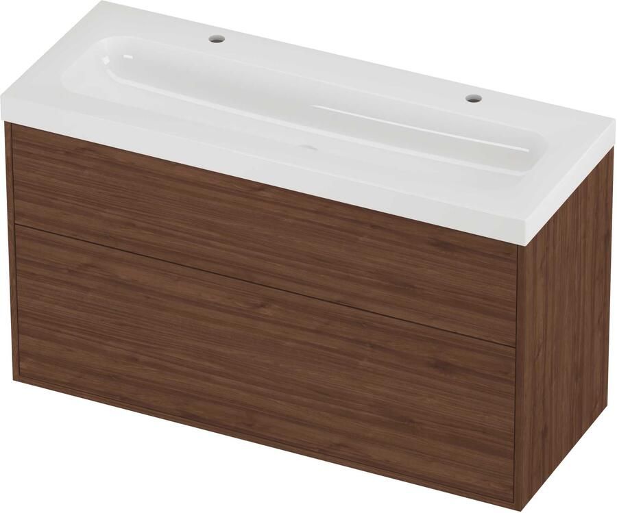 Proline Haga Badmeubelset Polystone Mezza 120x46x73 cm Glans Wit Indian Walnut