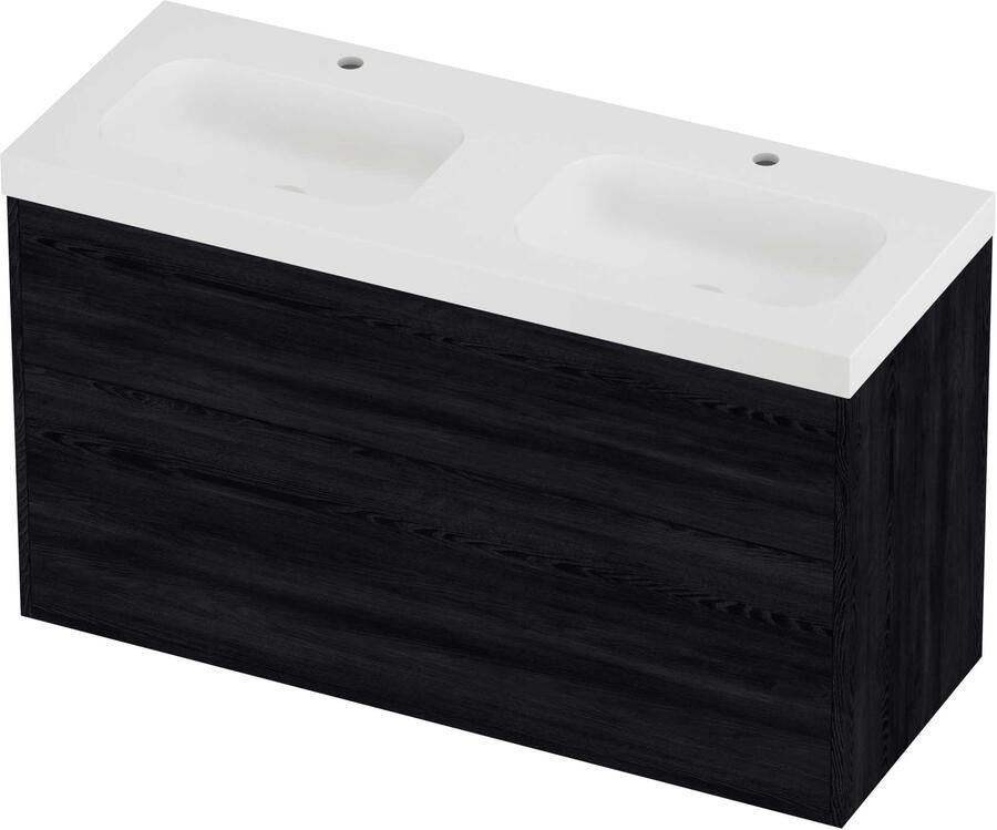 Proline Haga Badmeubelset Polystone Mezza 120x46x73 cm Mat White Black Oak