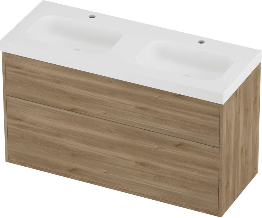Proline Haga Badmeubelset Polystone Mezza 120x46x73 cm Mat White Cider Oak