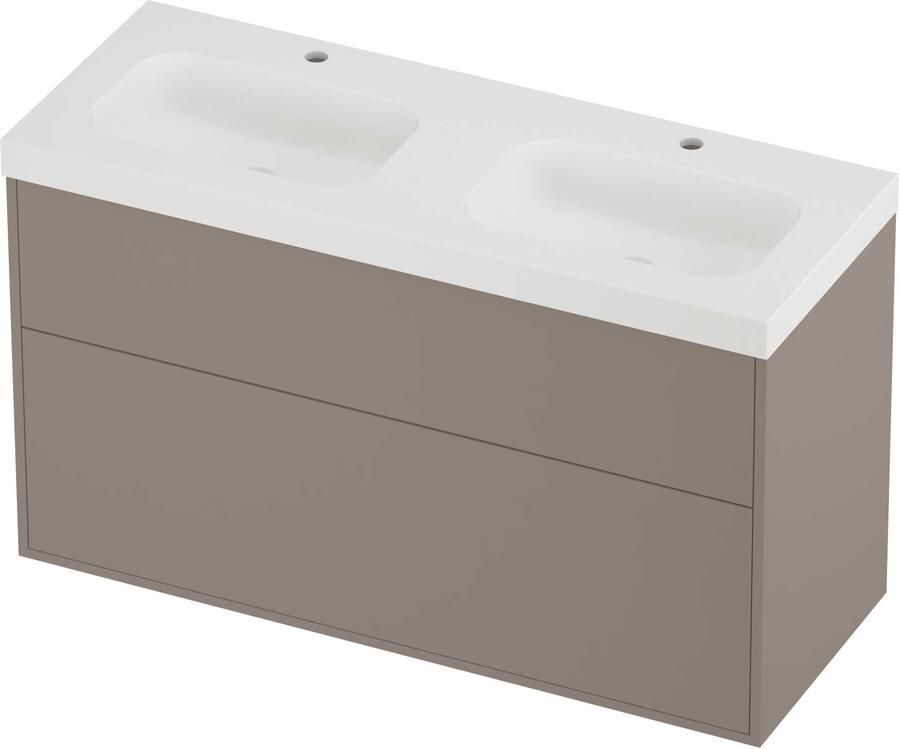Proline Haga Badmeubelset Polystone Mezza 120x46x73 cm Mat White Clay Beige