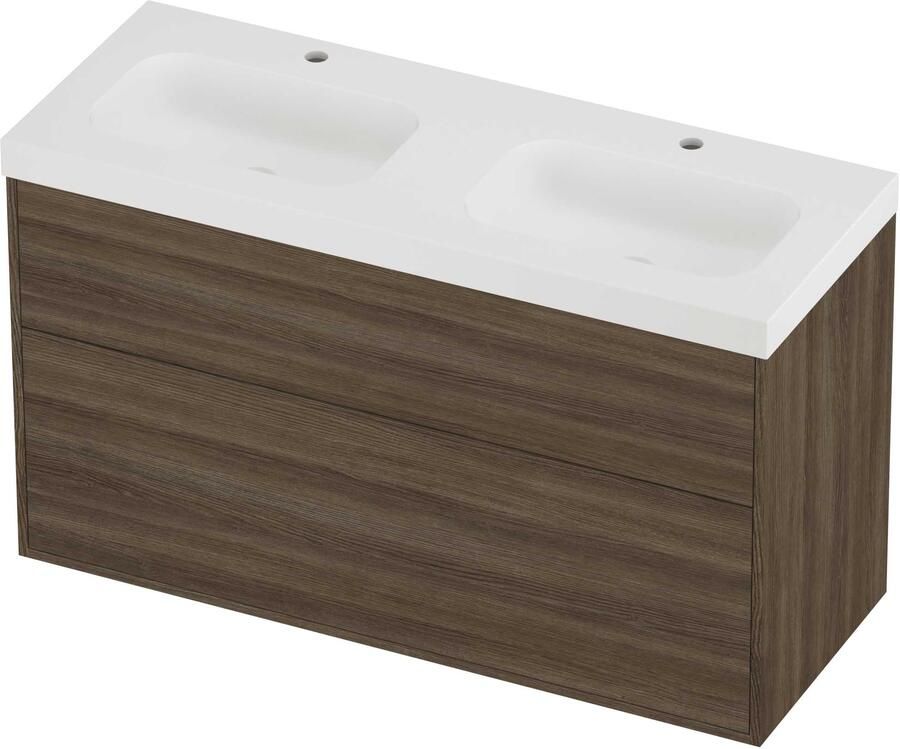 Proline Haga Badmeubelset Polystone Mezza 120x46x73 cm Mat White Vital Oak