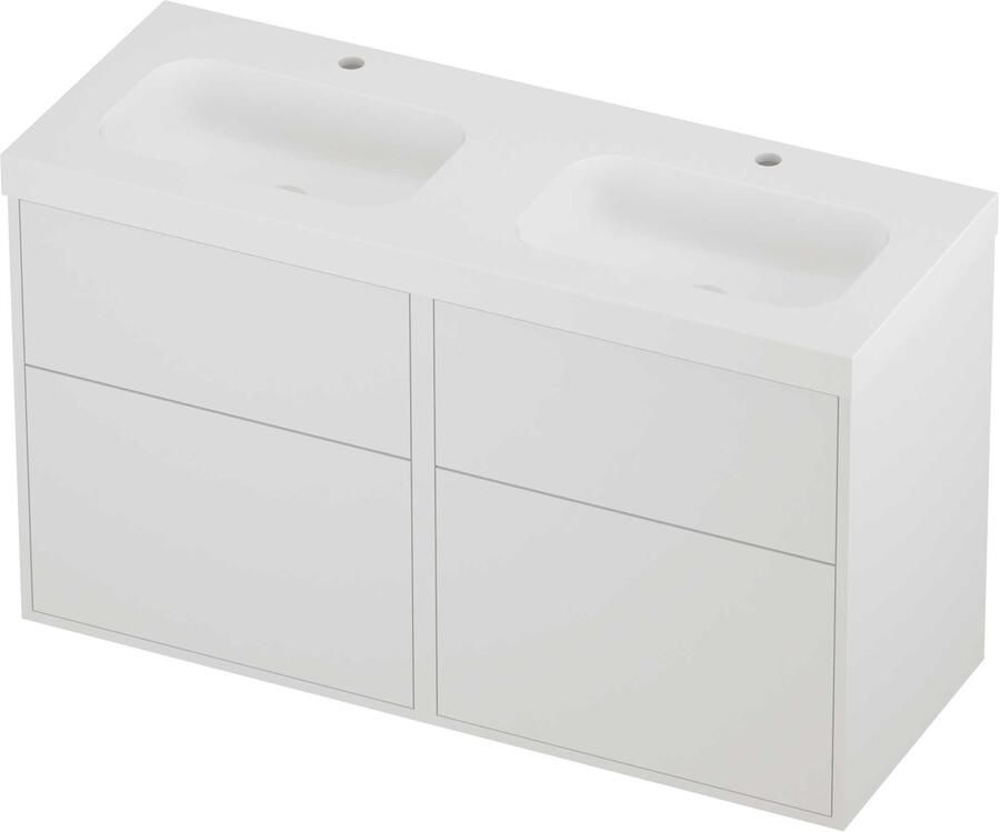Proline Haga Badmeubelset Polystone Mezza 120x46x73 cm Mat Wit Mat White