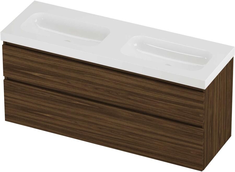 Proline Haga Badmeubelset Polystone Mezza 140x46x66 cm Glans Wit Cabana Oak