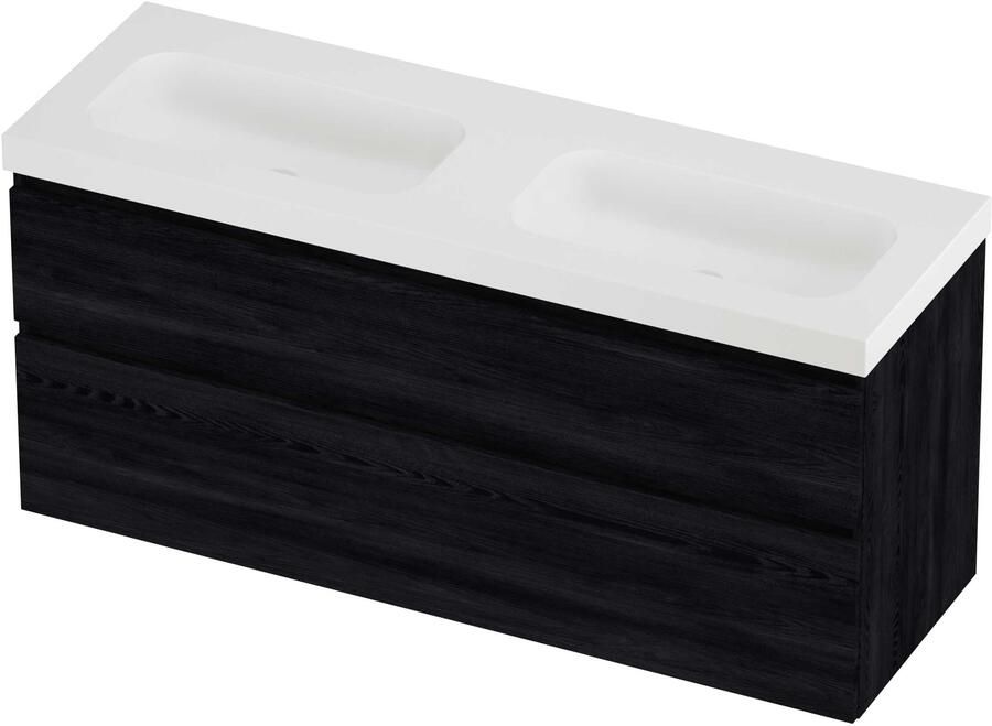 Proline Haga Badmeubelset Polystone Mezza 140x46x66 cm Mat White Black Oak