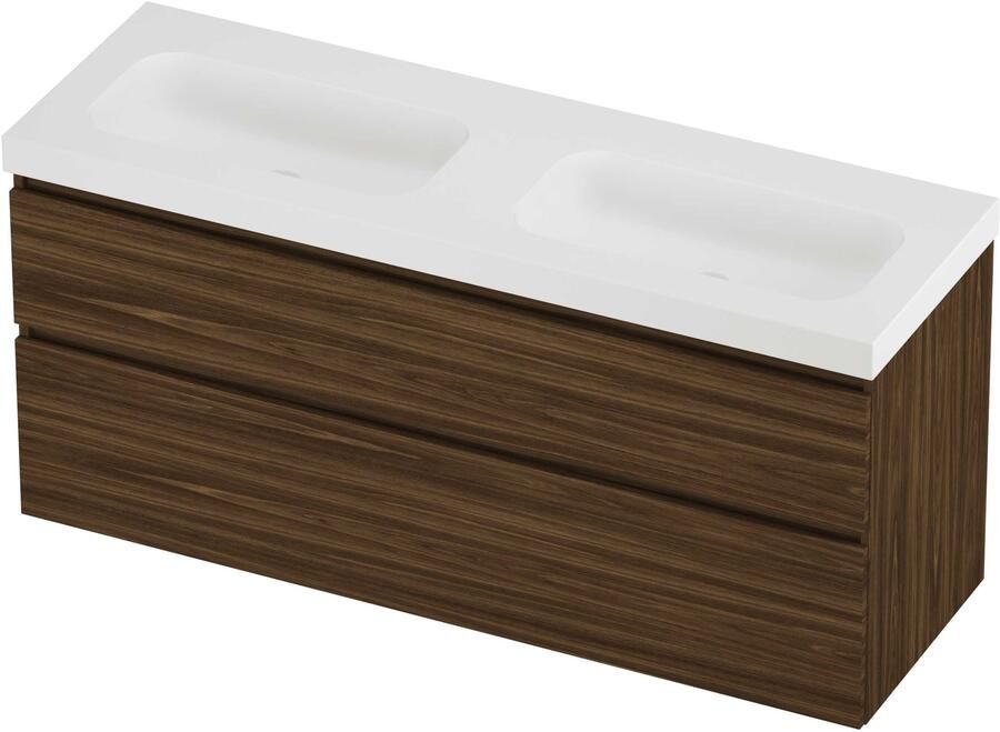 Proline Haga Badmeubelset Polystone Mezza 140x46x66 cm Mat White Cabana Oak