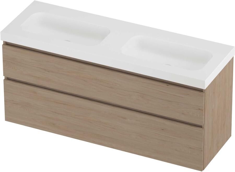 Proline Haga Badmeubelset Polystone Mezza 140x46x66 cm Mat White Ideal Oak