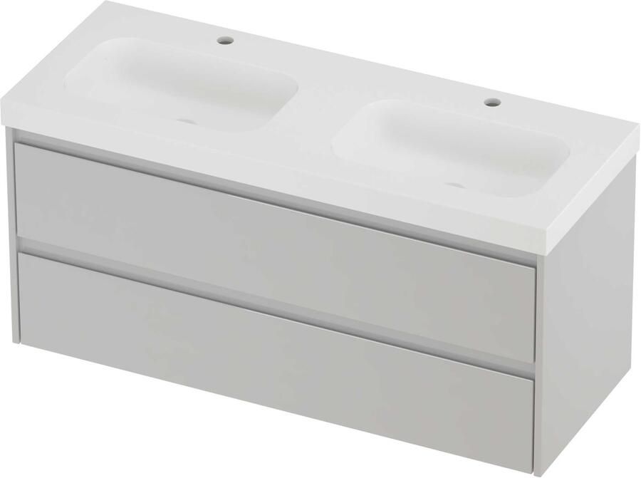 Proline Haga Badmeubelset Polystone Mezza 2 Gaten 120x46x58 cm Mat White Glans Wit