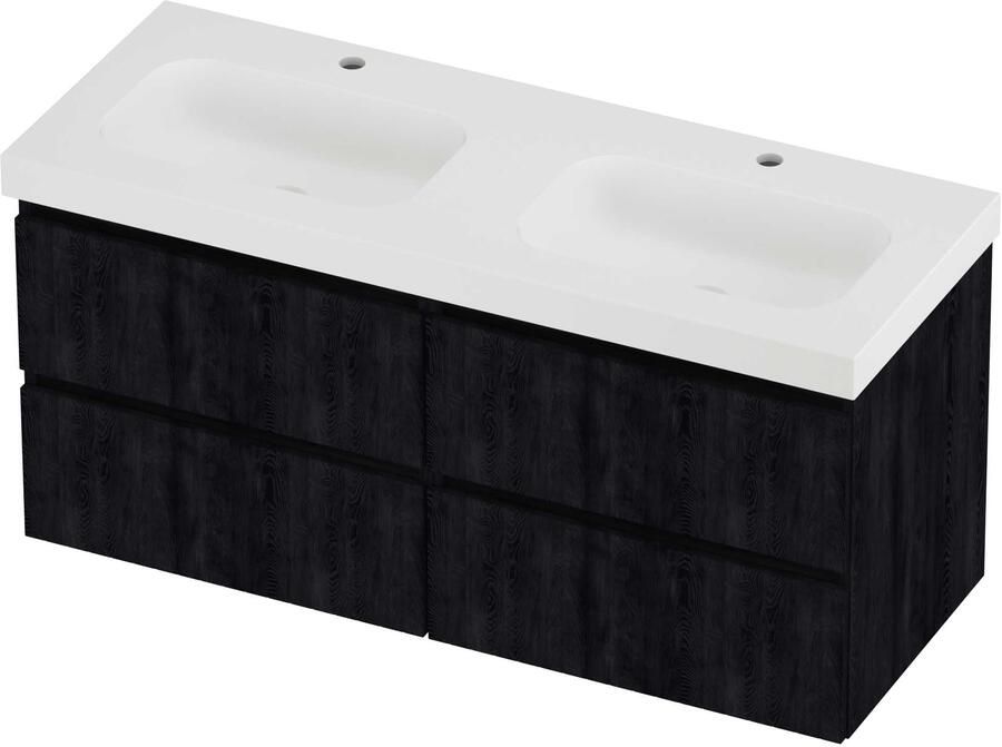 Proline Haga Badmeubelset Polystone Mezza 4 Laden 120x46x58 cm Mat White Charcoal Oak