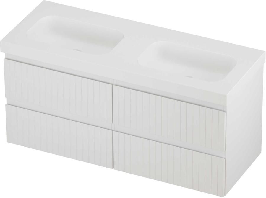 Proline Haga Badmeubelset Polystone Mezza 4 Laden 120x46x58 cm Mat White Mat Wit