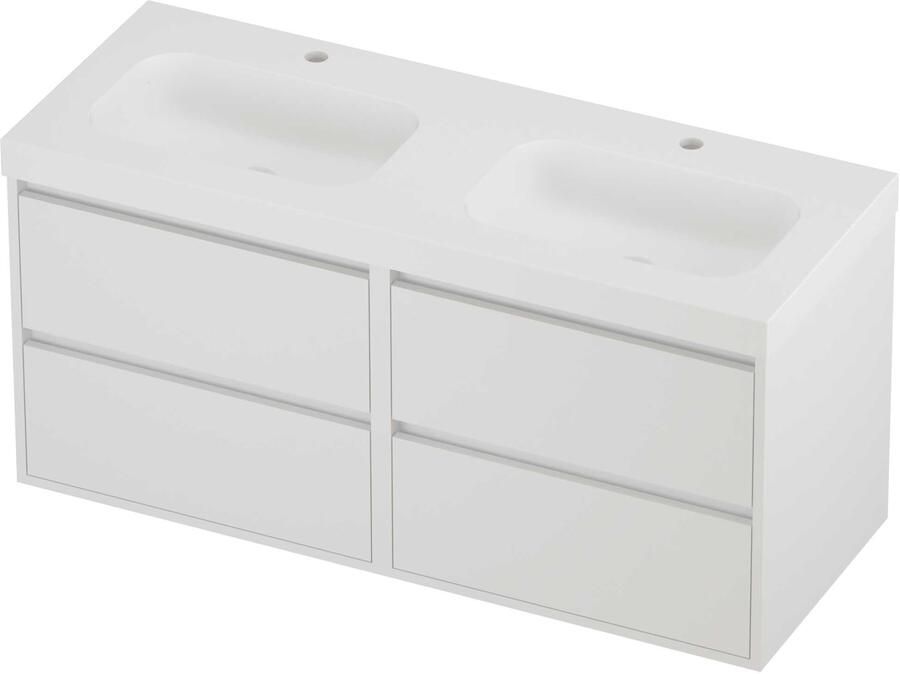 Proline Haga Badmeubelset Polystone Mezza 4 Laden 120x46x58 cm Mat Wit Mat White