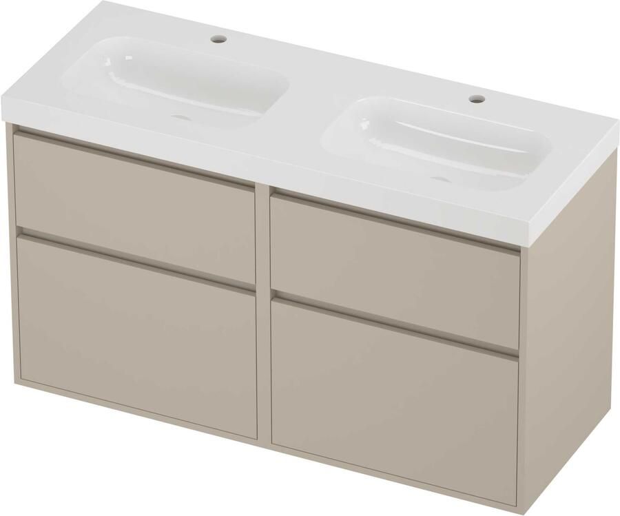 Proline Haga Badmeubelset Polystone Mezza 4 Laden 120x46x73 cm Glans Wit Soft Linen