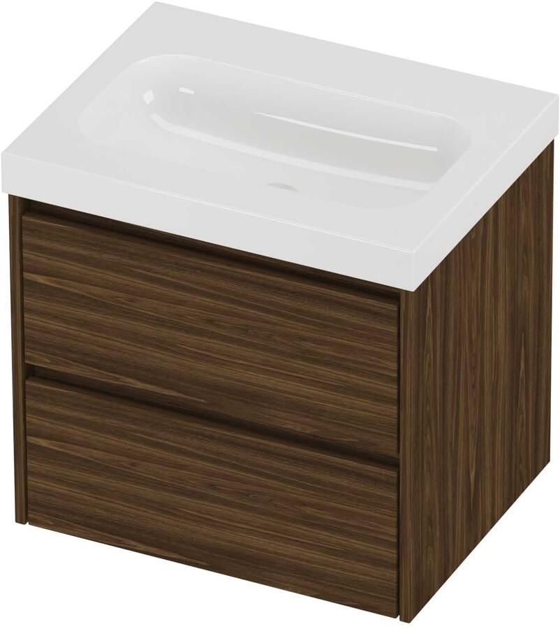 Proline Haga Badmeubelset Polystone Mezza 60x46x58 cm Glans Wit Cabana Oak