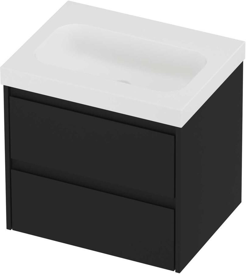 Proline Haga Badmeubelset Polystone Mezza 60x46x58 cm Mat White Mat Zwart