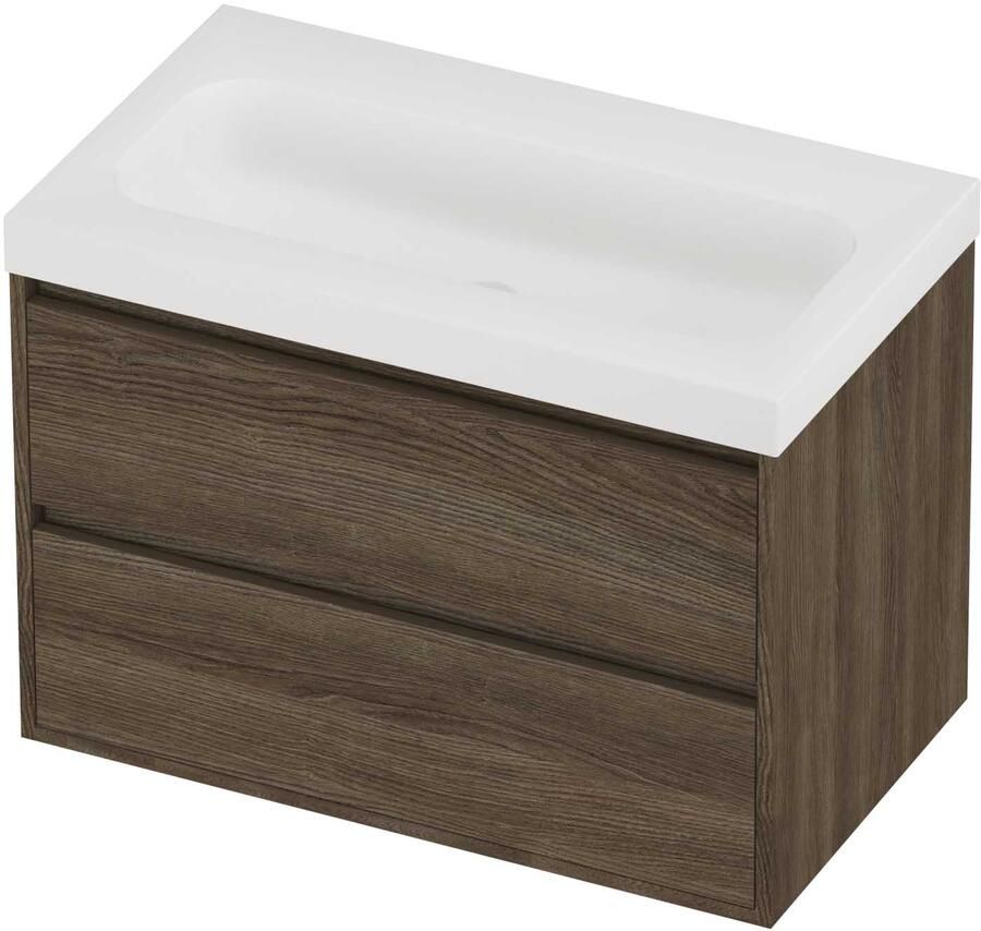 Proline Haga Badmeubelset Polystone Mezza 80x46x58 cm Mat White Vital Oak