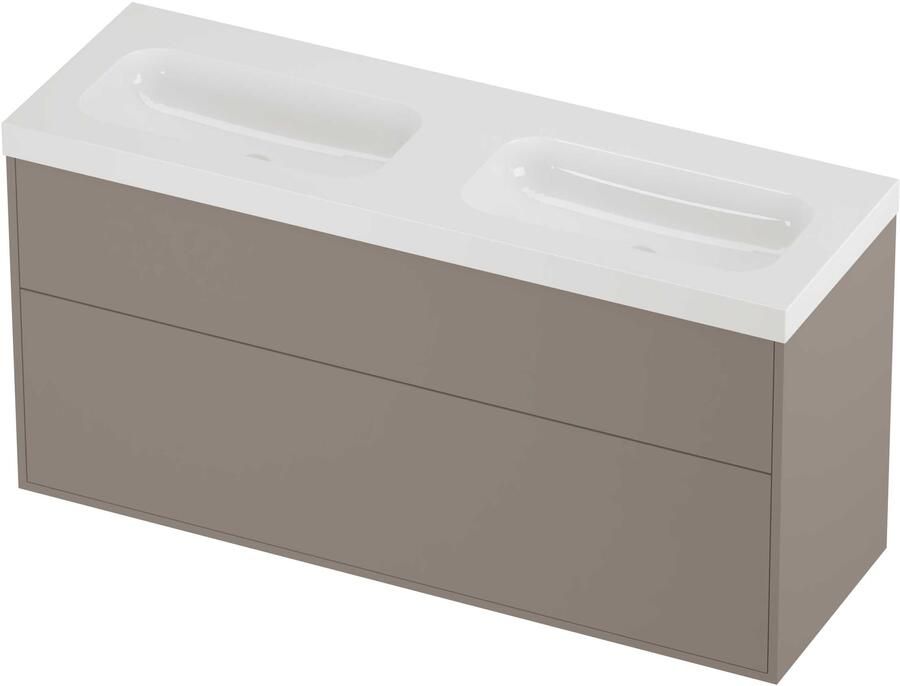 Proline Haga Badmeubelset Polystone Mezza Dubbel 140x46x73 cm Glans Wit Clay Beige