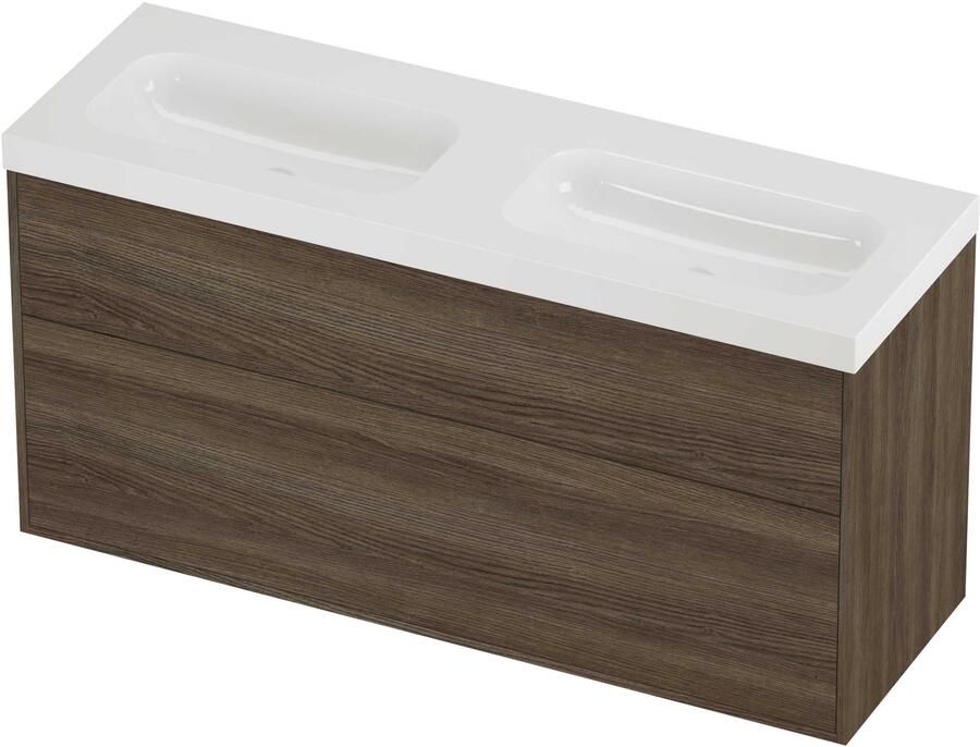 Proline Haga Badmeubelset Polystone Mezza Dubbel 140x46x73 cm Glans Wit Vital Oak