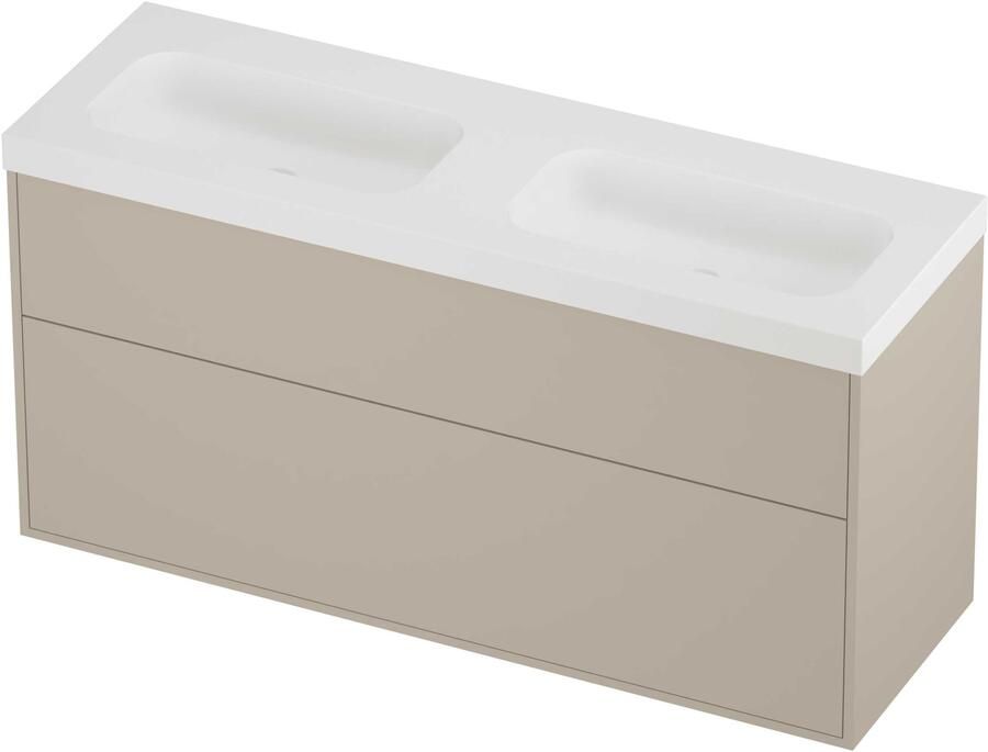 Proline Haga Badmeubelset Polystone Mezza Dubbel 140x46x73 cm Mat White Soft Linen
