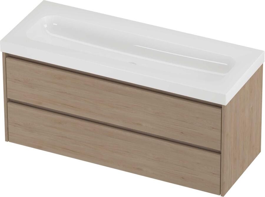 Proline Haga Badmeubelset Polystone Mezza Enkel 120x46x58 cm Glans Wit Ideal Oak