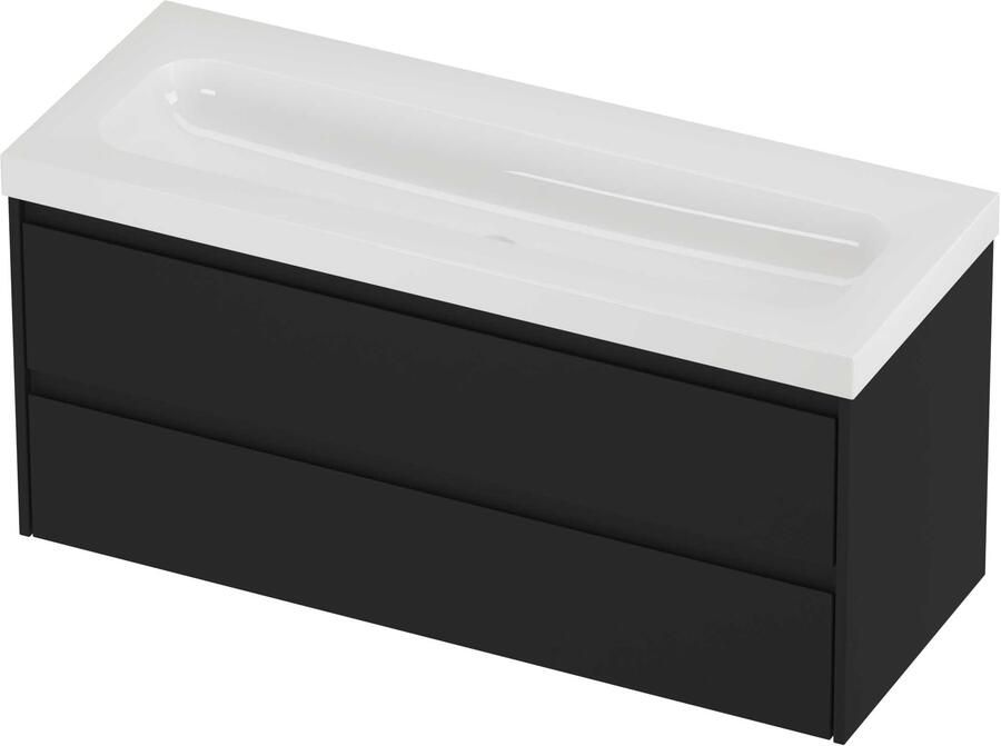 Proline Haga Badmeubelset Polystone Mezza Enkel 120x46x58 cm Glans Wit Mat Zwart