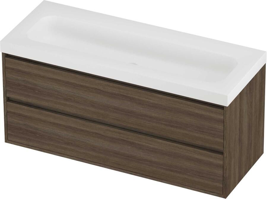 Proline Haga Badmeubelset Polystone Mezza Enkel 120x46x58 cm Mat White Vital Oak